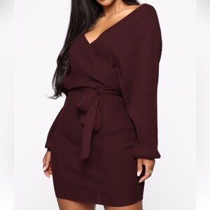 Love Tree Burgundy Sweater Dress
